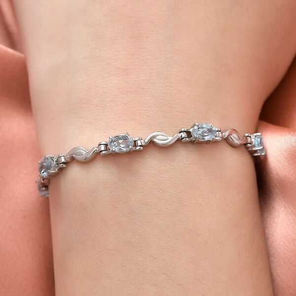 Verstellbares, himmelblaues Topas-Armband, ca. 26.75 cm, Edelstahl, ca. 3,98 ct image number 3