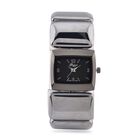 GENOA Terahertz Armbanduhr - Japanisches Uhrwerk, Legierungsgehäuse, Stahlplattierung, Weißes Zifferblatt, 9 Terahertz-Steine im Elastikarmband, Wasserresistent, 30x27,8?mm, Schwarz, ca. 430?ct