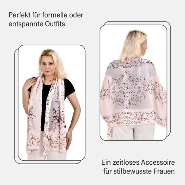 LA MAREY - 100% Maulbeeren-Seidenschal, Chiffon, 60x170 cm, Hellrosa image number 5