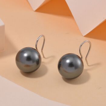 Graue Muschelkernperle Ohrringe, 925 Silber