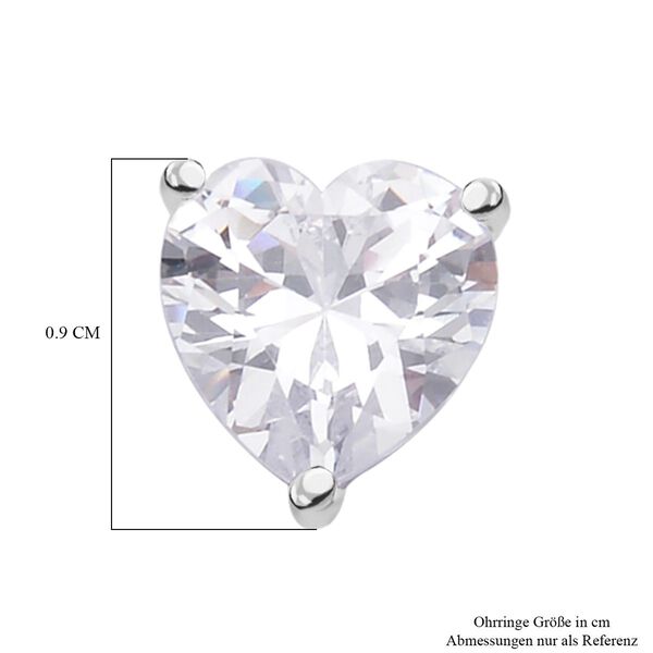 Lustro Stella - Weiße Zirkonia Herz Ohrstecker, 925 Silber rhodiniert ca. 5.70 ct image number 5