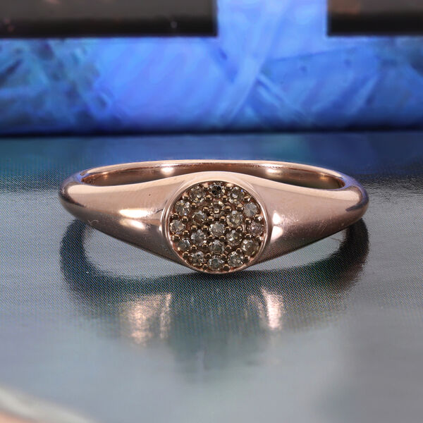 Nat&uuml;rlicher Champagner Diamant-Ring, 925 Silber Ros&eacute;gold  ca. 0,20 ct image number 2