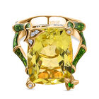 GP Trionfo Kollektion - AAA Ouro Verde-Quarz, Natürlicher Chromdiopsid Ring, 925 Silber Gelbgold Vermeil, (Größe 17.00), ca. 10.27 ct