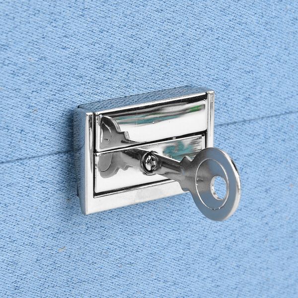 4-lagige Schmuckbox aus Samt mit 10 Silberputztüchern, 23,8×17×14,2 cm, Türkisblau image number 10