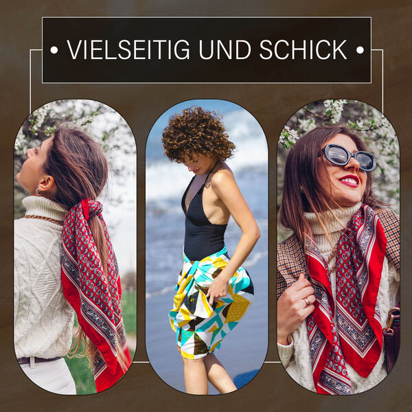 LA MAREY - 100% Maulbeeren-Seidenschal, Chiffon, 110x180 cm, Gelb und Orange image number 5