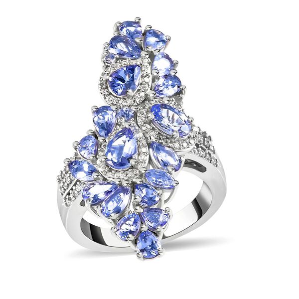 Tansanit und Zirkon-Cluster-Ring - 4,20 ct. image number 4