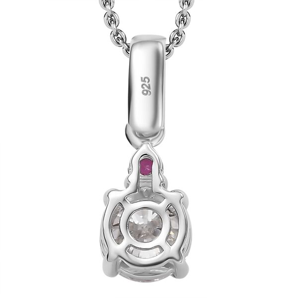 Moissanit, Afrikanischer Rubin (Fissure gefüllt) Anhänger mit Kette, 925 Silber rhodiniert ca. 1.08 ct image number 6
