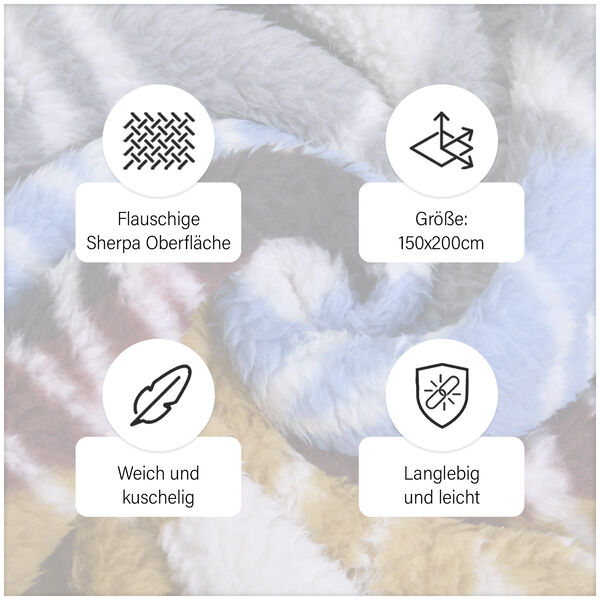 Wolkenweiche Sherpa-Decke mit Santa-Fe Muster, Grau und Mehrfarbig image number 8