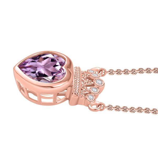 Rose De France Amethyst, Wei&szlig;er Zirkon Halskette ca. 45 cm 925 Silber 750 Ros&eacute;gold Vermeil ca. 3.69 ct image number 4