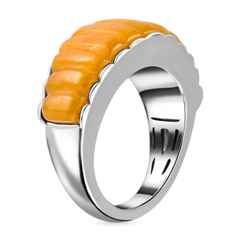 Gelbe Jade Ring 925 Silber Rhodium-&Uuml;berzug