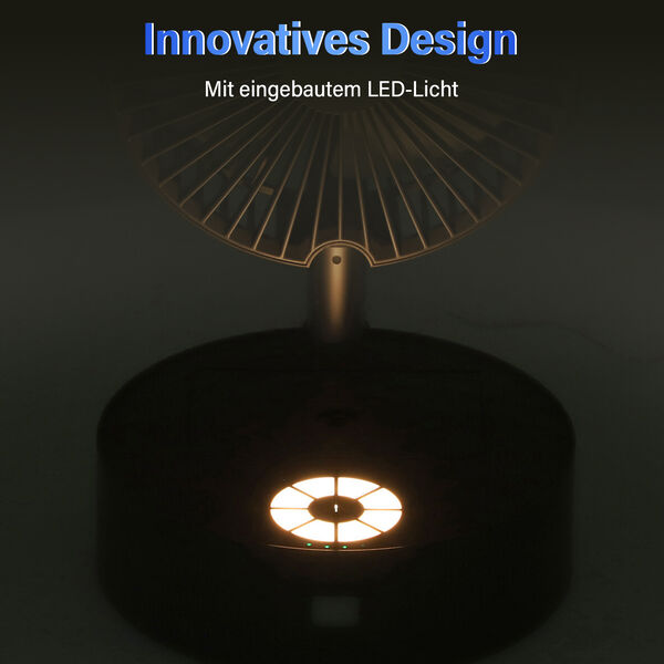 Kabelloser, faltbarer Ventilator mit integriertem Luftbefeuchter, USB-Anschluss, Dunkelgrau image number 3