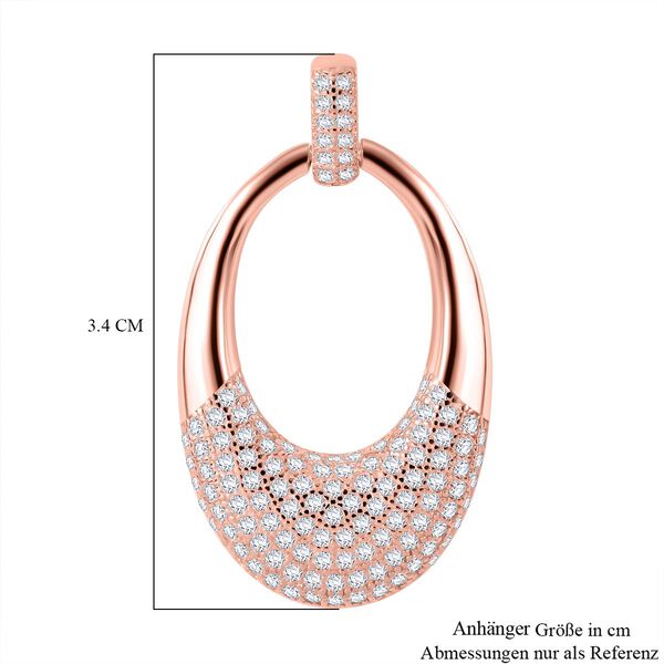 Weißer Zirkonia Anhänger 925 Silber Roségold Vermeil image number 4
