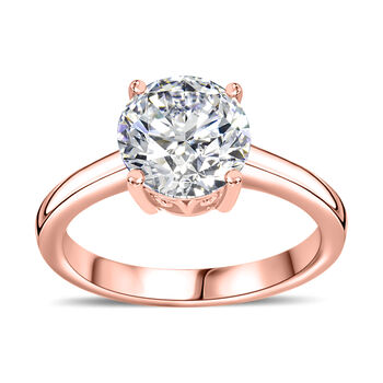Moissanit Ring, 925 Silber 750 Ros&eacute;gold Vermeil - 1,73 ct.