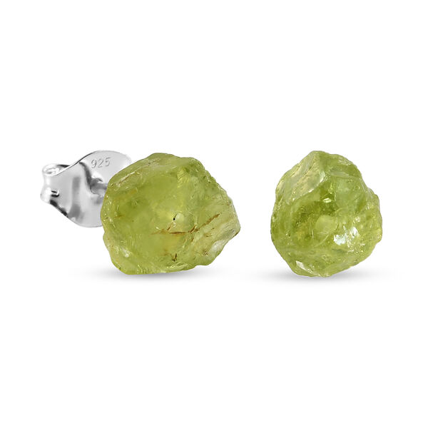 Handgearbeitete Arizona-Peridot Fancy-Schliff-Ohrstecker, 925 Silber platiniert ca. 7,14 ct image number 4