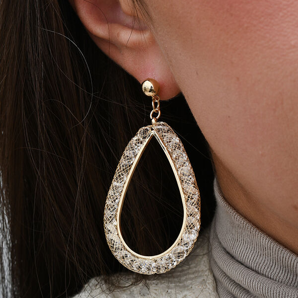 Wei&szlig;er Kristall Ohrringe Reines Messing image number 3