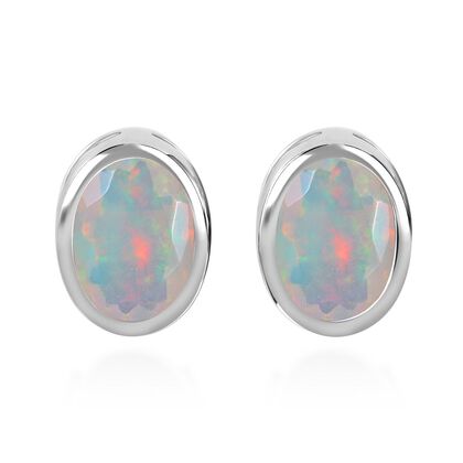 Natürlicher, äthiopischer Welo Opal Ohrringe 925 Silber platiniert ca. 0,96 ct