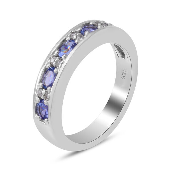 AA Tansanit und Zirkon Half Eternity Band Ring 925 Silber Platin-&Uuml;berzug image number 3