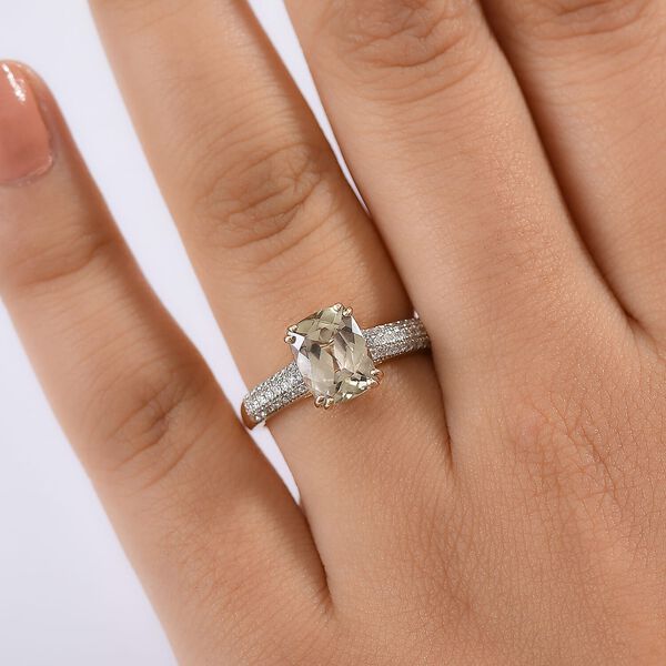 AAA Turkizit, Wei&szlig;er Diamant Ring 585 Gold (Gr&ouml;&szlig;e 17.00) ca. 2,60 ct image number 2