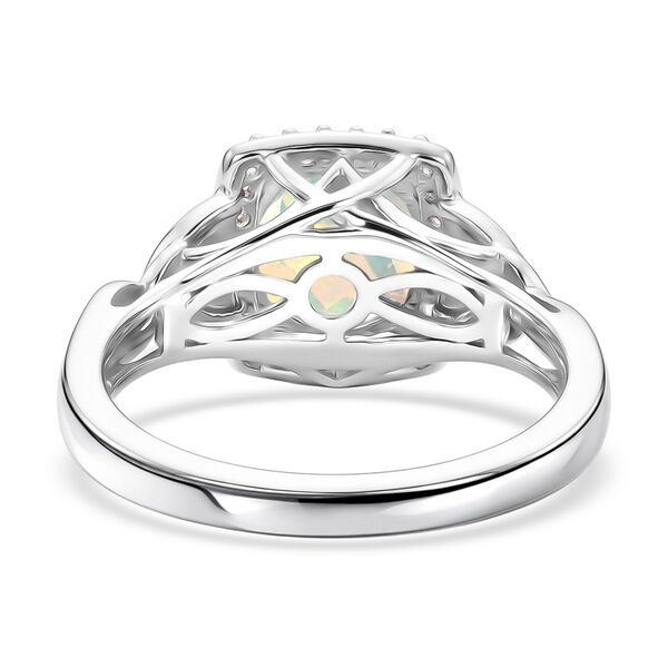 Nat&uuml;rlicher &Auml;thiopischer Opal und Zirkon Halo Ring 925 Silber Platin-&Uuml;berzug image number 6
