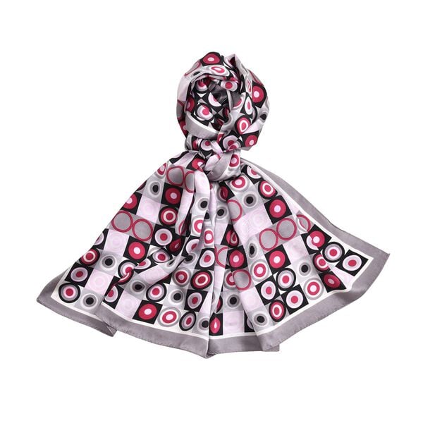 LA MAREY 100% Maulbeeren-Seidenschal, Satin, 53x170 cm, Grau image number 0