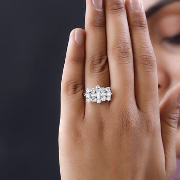 Moissanit Ring, 925 Silber platiniert, ca. 2.16 ct