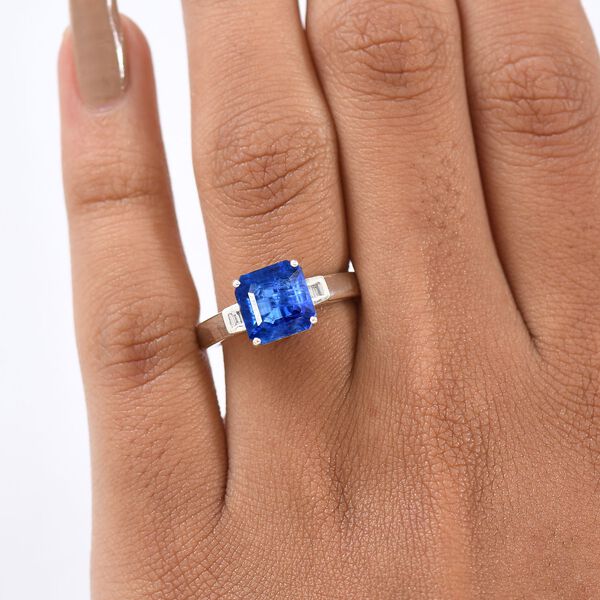 LUXURIANT AA Nat&uuml;rlicher Kaschmir Kyanit und Labor Diamant Ring - 3,15 ct. image number 2