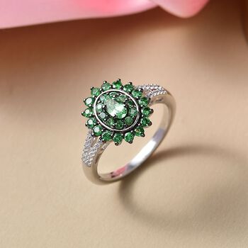 D'Joy AA Tsavorite Granat Ring 925 Silber rhodiniert (Gr&ouml;&szlig;e 18.00) ca. 1,07 ct