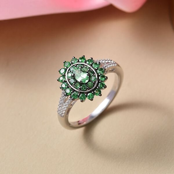 D'Joy AA Tsavorite Granat Ring 925 Silber rhodiniert (Gr&ouml;&szlig;e 18.00) ca. 1,07 ct image number 2