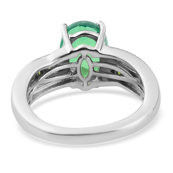 Pfau Triplett Quarz und Nat&uuml;rlicher Chromdiopsid Ring 925 Silber platiniert  ca. 2,41 ct image number 6