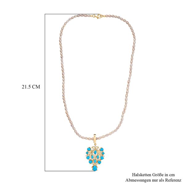 D'Joy Sleeping Beauty T&uuml;rkis, Zirkon und wei&szlig;er S&uuml;&szlig;wasserperle Anh&auml;nger mit 50cm Kette image number 6
