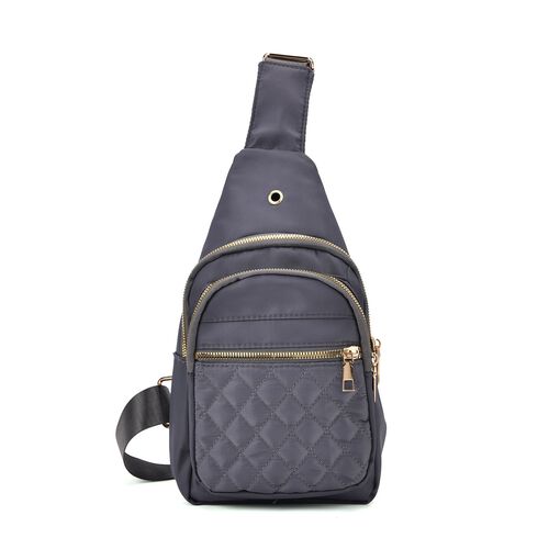 Rucksack mit RFID-Schutz in Steppoptik, 17x7,5x30cm, Grau image number 0