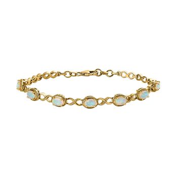 Nat&uuml;rlicher, &auml;thiopischer Welo Opal Armband, ca. 19 cm, 925 Silber vergoldet, ca. 2.04 ct