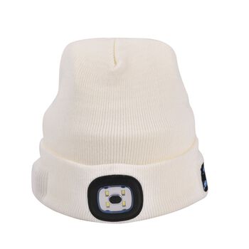 Strickm&uuml;tze mit LED Licht, wei&szlig;