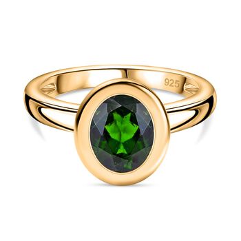 Nat&uuml;rlicher Chromdiopsid Ring 925 Silber 750 Gelbgold Vermeil (Gr&ouml;&szlig;e 20.00) ca. 1,96 ct