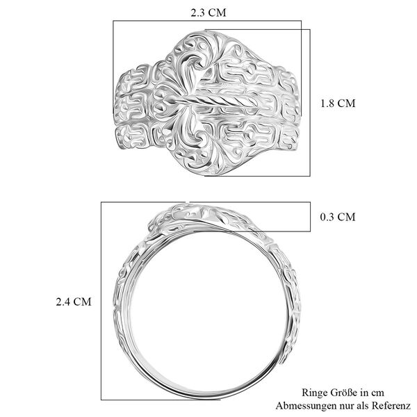 Royal Bali - D Joy 925 Silber Borobudur Schnalle Ring (Größe 21.00) ca. 6,34g image number 5