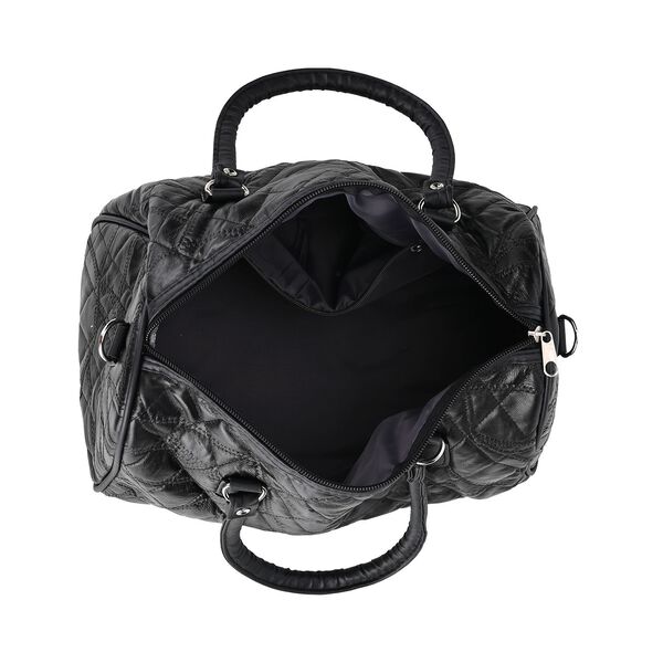 Stylische Echtleder Crossbody-Tasche mit glänzender Optik, Schwarz image number 6