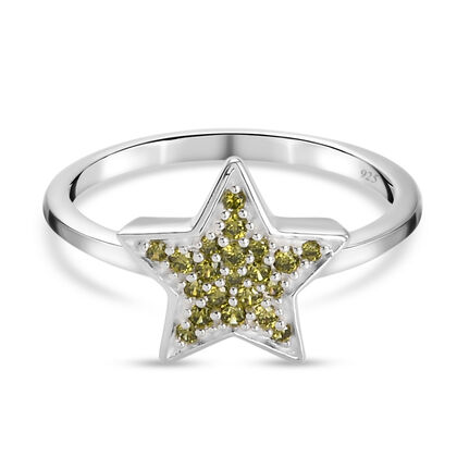 LUSTRO STELLA - Peridot Zirkonia Stern Ring 925 Silber (Größe 16.00)