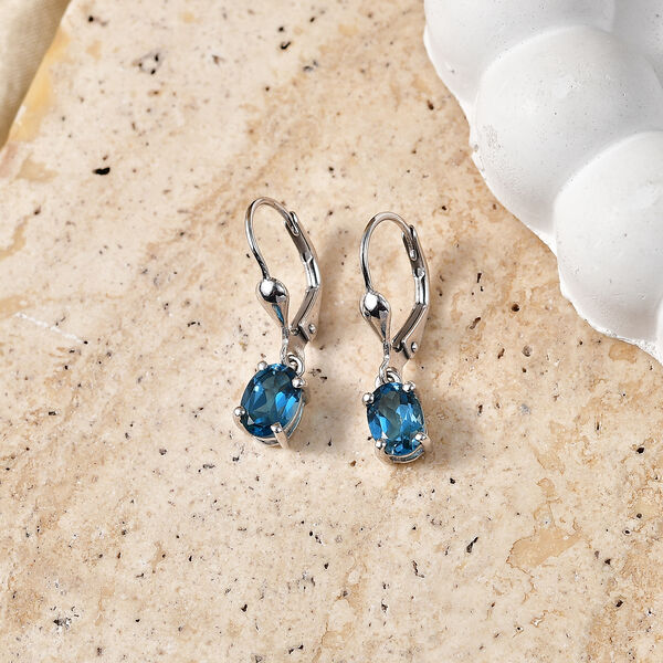 D'Joy Zertifizierter London Blau Topas Ohrringe 925 Silber Rhodiniert ca. 1,96 ct. image number 1