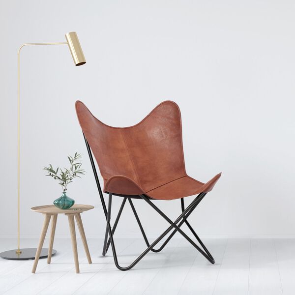 Zusammenklappbarer Butterfly-Sessel aus Echtleder, 92cm, Hellbraun image number 3