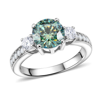D'Joy Blauer Moissanit, Moissanit Ring 925 Silber Rhodiniert (Gr&ouml;&szlig;e 17.00) ca. 2,29 ct