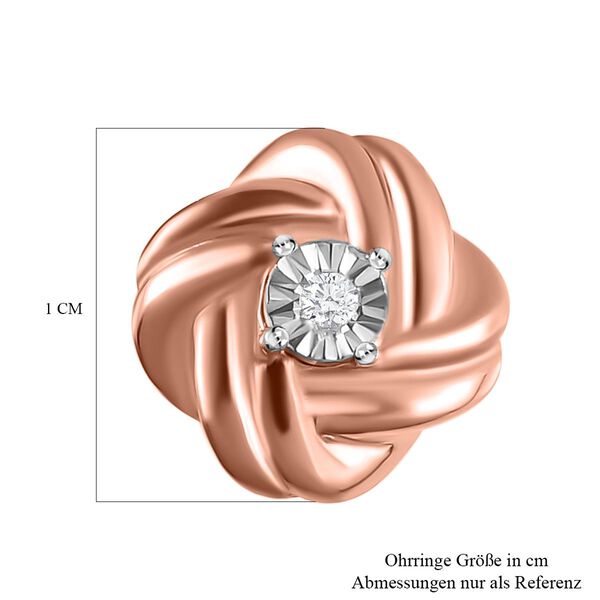 Wei&szlig;e Diamant-Ohrringe, 925 Silber ros&eacute;vergoldet image number 5