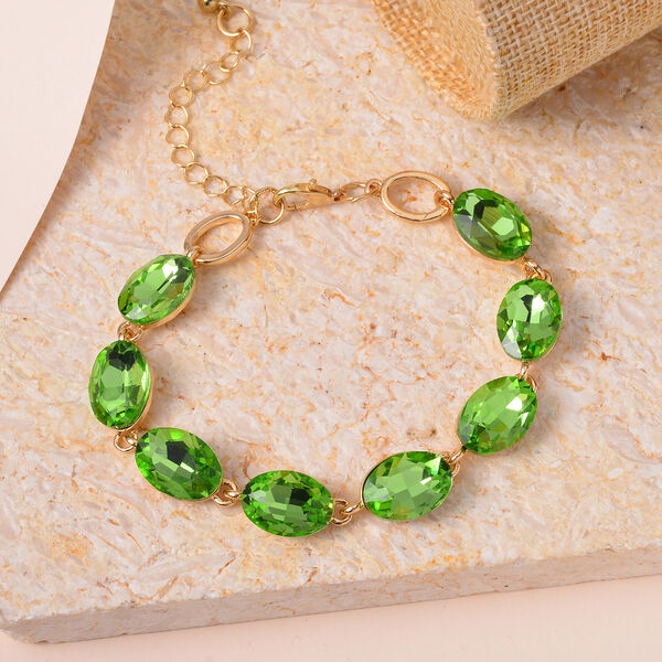 Neongrüner Kristall Armband ca. 19 cm  Std Gelb image number 2