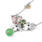 JARDIN KOLLEKTION - grüne Jade und rosa Perlmutt-Halskette, 925 Silber rhodiniert ca. 14,15 ct image number 3