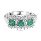 Smaragd, Moissanit Ring 925 Silber rhodiniert (Größe 18.00) ca. 1,62 ct