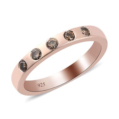 Champagner Diamant Band Ring 925 Silber Roségold Vermeil