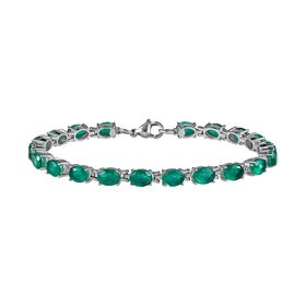 Smaragd-Quarz Triplette Armband, ca. 20 cm Edelstahl, ca. 18.36 ct