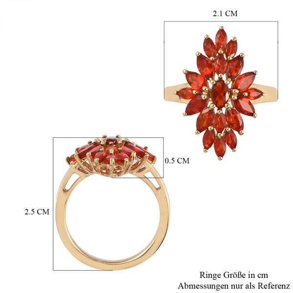 Mexikanischer Kirschd Feuer-Opal Ring 925 Silber vergoldet  ca. 1,44 ct image number 7