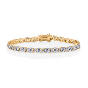 D’joy 100 Facetten Moissanit Armband ca. 20 cm 925 Silber 750 Gelbgold Vermeil ca. 14.31 ct