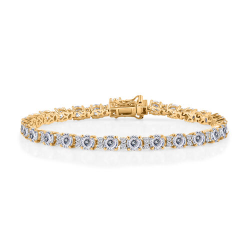 D’joy 100 Facetten Moissanit Armband ca. 20 cm 925 Silber 750 Gelbgold Vermeil ca. 14,31 ct. image number 0