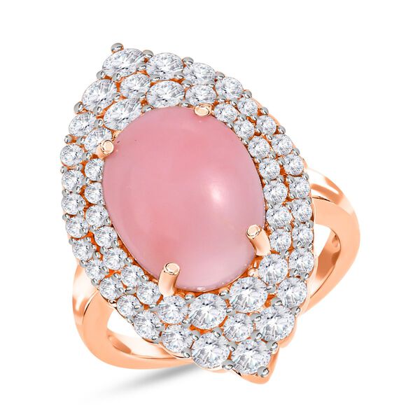 AA rosa Opal und Zirkon Ring - 7,17 ct. image number 4